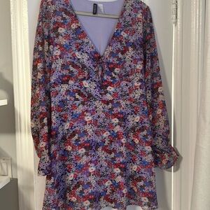 H&M Purple Floral Dress Size L